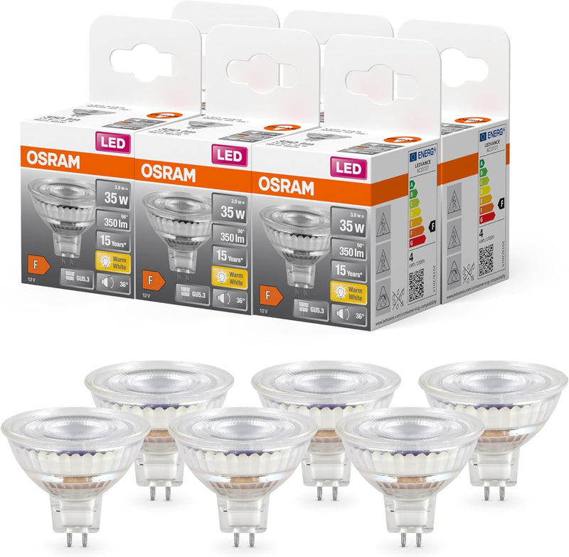 OSRAM Star Reflektor LED-Lampe für GU5.3-Sockel, klares Glas ,Warmweiss (2700K), 345 Lumen, Ersatz f