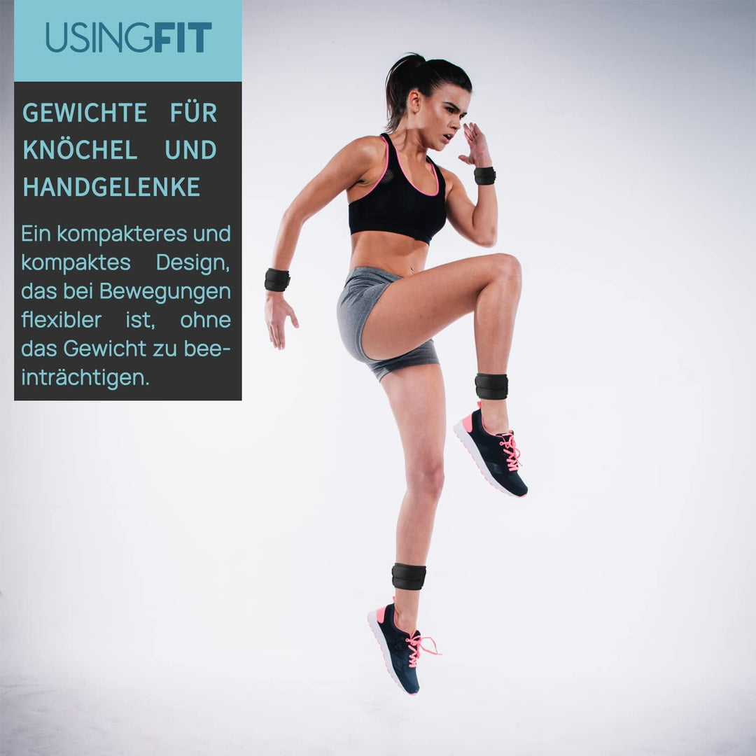 USINGFIT gewichtsmanschetten fuss gewichte für beine und arme 2 * 0,5Kg / 2 * 1Kg / 2 * 1,5Kg / 2 *
