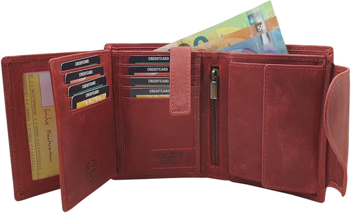 myledershop Vollrindleder Damen Hochformat Geldbörse/Geldbeutel/Portemonnaie mit Aussenriegel und RF