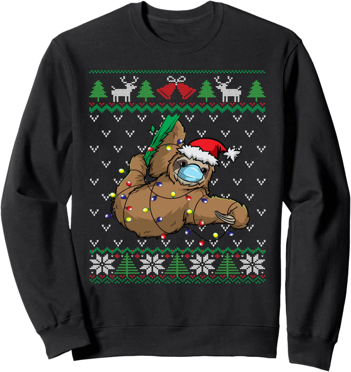 Faultier-Gesichtsmaske | Faultier-Weihnachtsmann | Sweatshirt