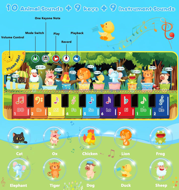 BGIUSQF Piano Mat, Klaviermatte, Musikmatte, Kindertanzmatten, Musikmatte Kinder ab 2, 110x43 cm, Mu