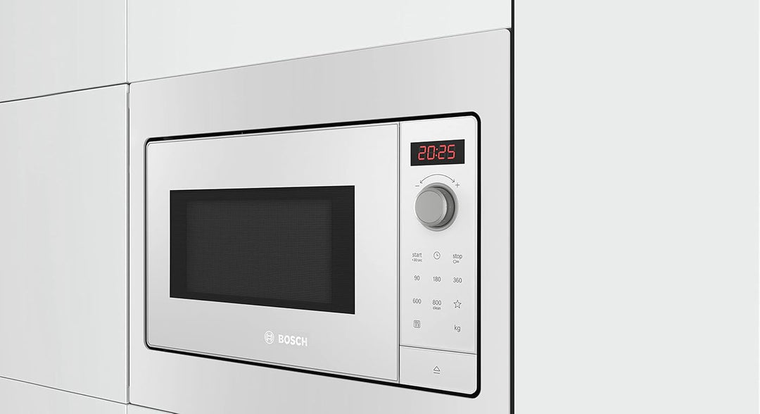 Bosch BFL523MW3 Serie 2 Einbau-Mikrowelle, 38 x 50 cm, 800 W, Drehteller 27 cm, Türanschlag Links, A