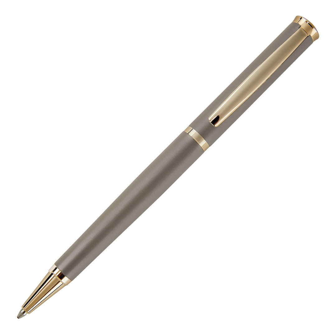 Hugo Boss Kugelschreiber Sophisticated Matte Taupe aus Messing hergestellt, Farbe: Pastellgrau, Abme
