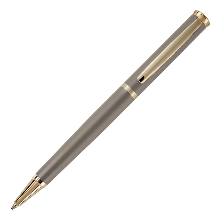 Hugo Boss Kugelschreiber Sophisticated Matte Taupe aus Messing hergestellt, Farbe: Pastellgrau, Abme