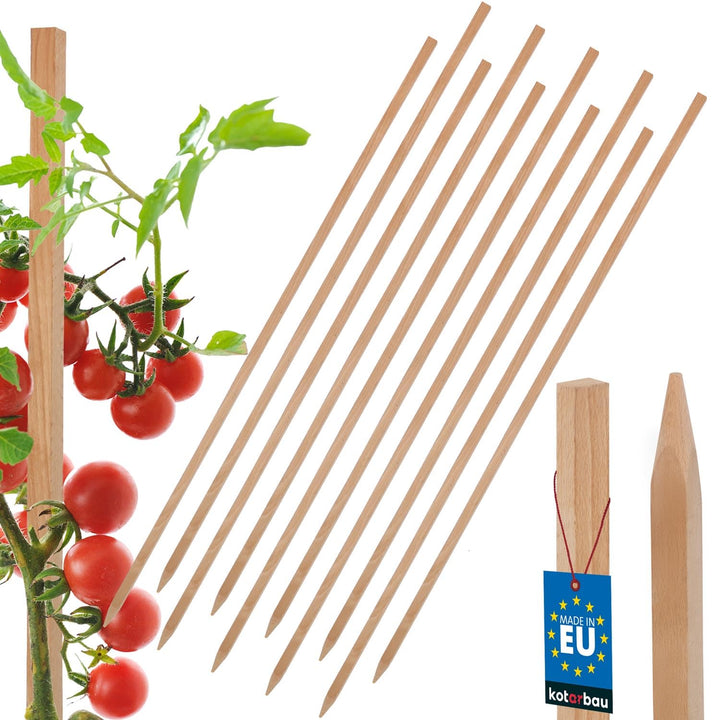 KOTARBAU® 10er Set Tomatenstäbe Pflanzstäbe 120 cm Zaunpfahl Holzpfosten Holzpflock angespitzt Pflan