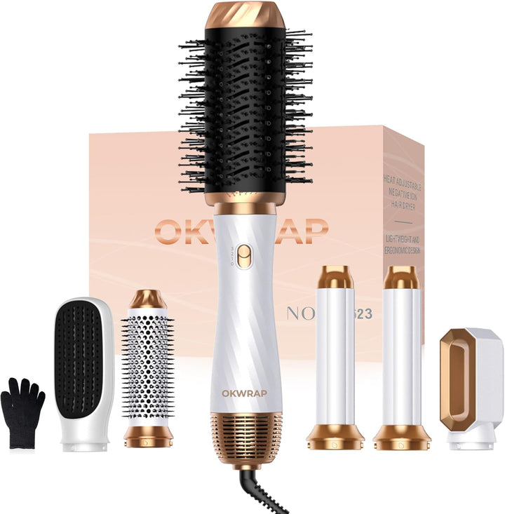 OKWRAP Hair Styler Set, Airstyler 6 In 1 Mit Rundbürstenföhn Haarstyler Warmluftbürste Thermal Brush