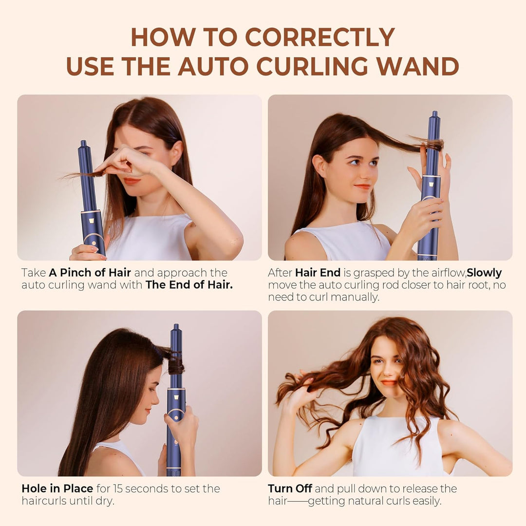 Hairstyler 7 in 1, Ionen Föhn klappbar Professioneller Airstyler, 110000 U/Min, Multifunktionaler Ha