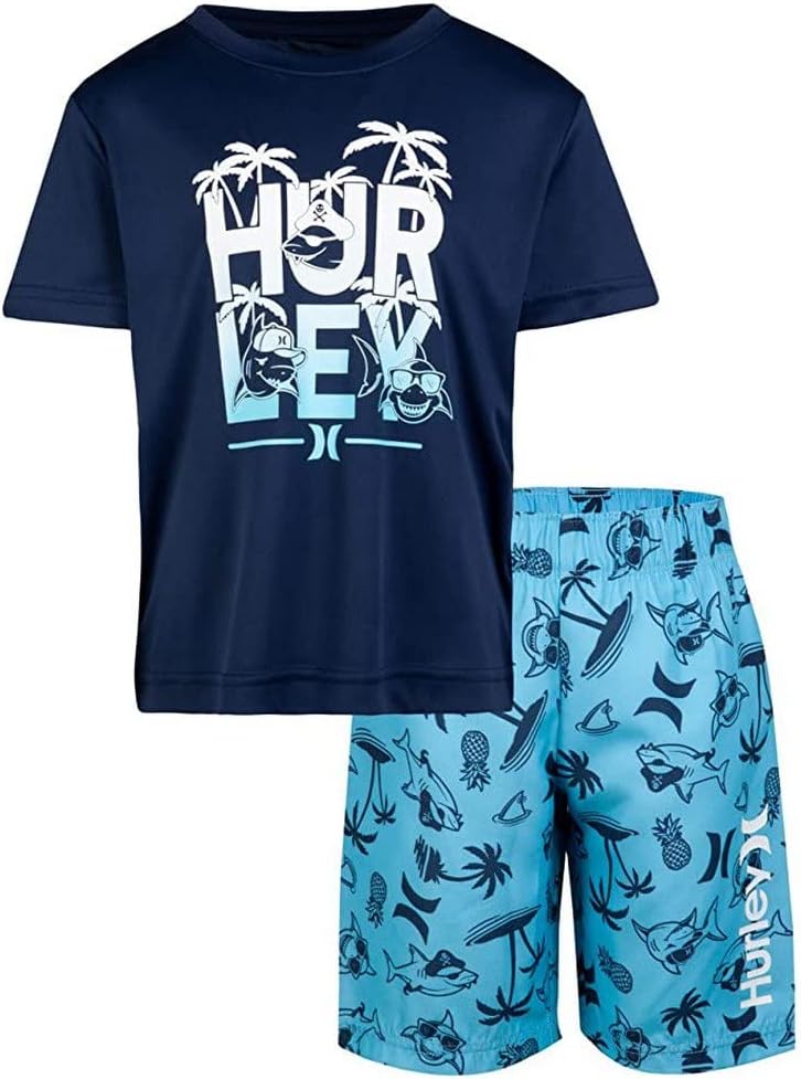 Hurley Jungen Hrlb Shark Paradise Set Board-Shorts 2 Jahre Blau (Blue Gaze), 2 Jahre Blau (Blue Gaze
