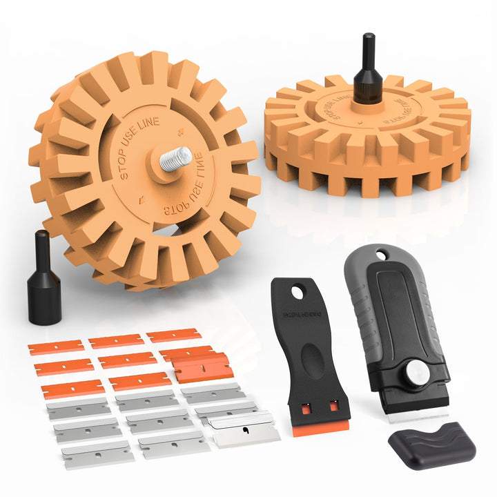 EHDIS Folienradierer Kit, mit Adapter, 200 mm & 250 mm Folienradierer und Kunststoff & Metall Schabe