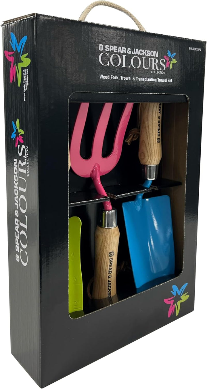 Spear & Jackson COLOURS3PS Colours Pflanzkelle, Pflanzgabel und Umpflanzkelle "Colours" Carbonstahl-