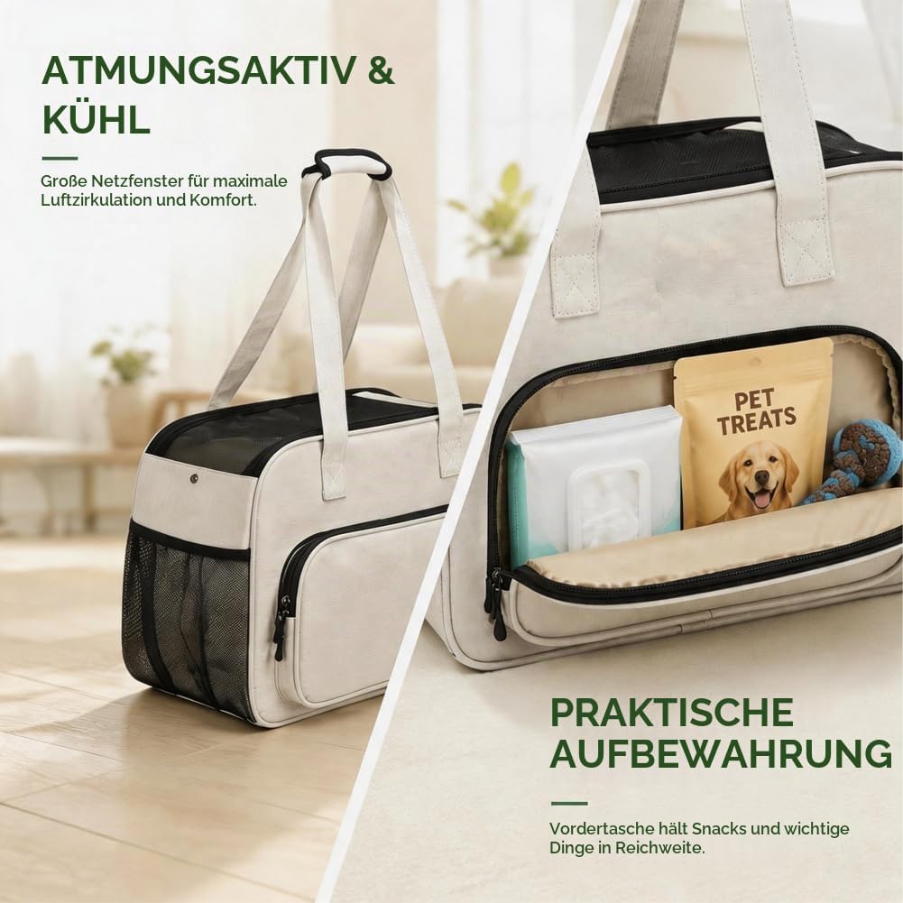 CEWROM Hundetasche für Kleine Hunde und Katzen mit grossen Taschen, Leichte &amp; Atmungsaktive Haustier