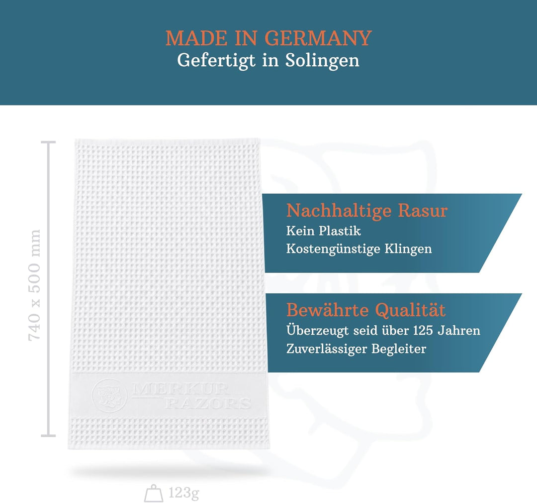 MERKUR Rasiertuch | 100% aus Baumwolle | Mit Aufhängeschlaufe | Premium Handtuch mit Wabenstruktur |