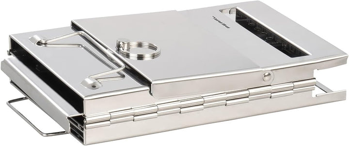 PEARL Campingkocher: 4er-Set Camping-Holzöfen aus Edelstahl, faltbar, inkl. Transporttasche (Camping