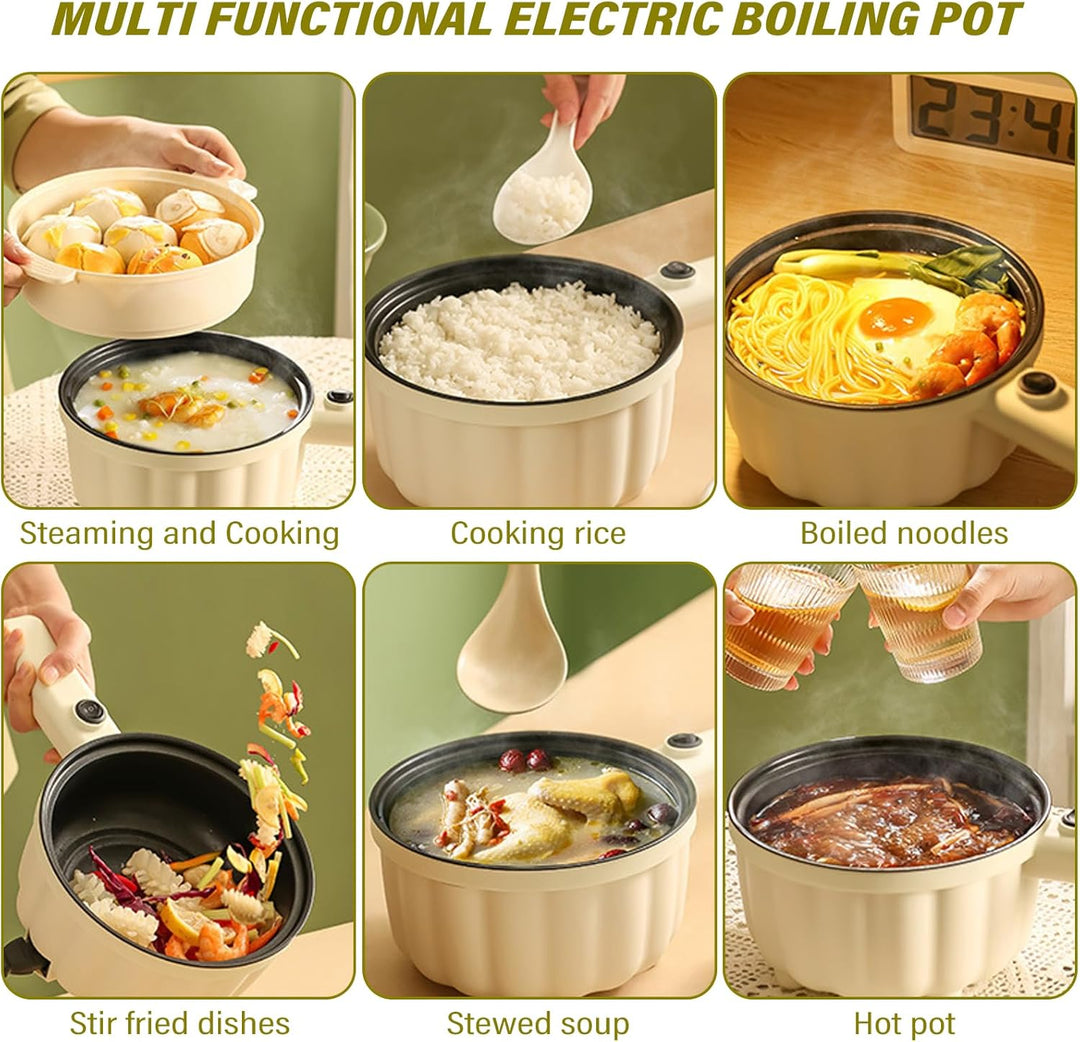 Elektrische Hot Pot Topf 2L Mit Dampfgarer, Elektrischer Hot Pot, Mini Antihaft Multikocher, Antihaf