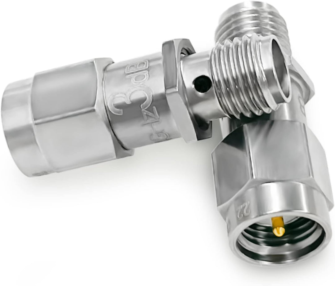 2PCS RF Koaxial-Dämpfungsgerät, 12.4GHz 3dB 2W 50Ohm SMA Stecker auf SMA Buchse Fester Dämpfungsregl