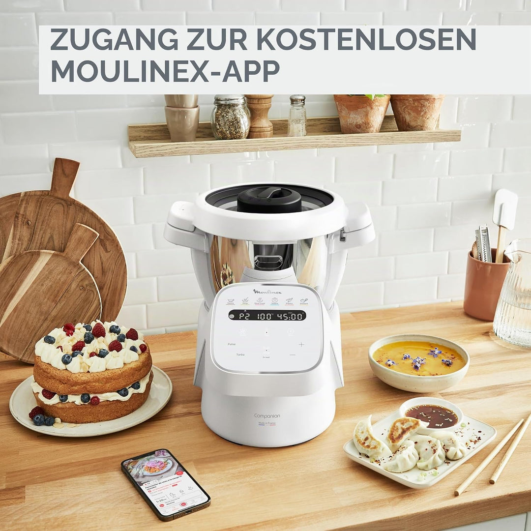 Moulinex, Companion Küchenmaschine, 14 Funktionen, Kapazität XL für 10 Personen, Grau