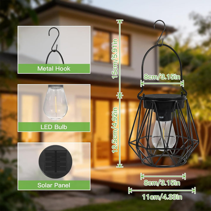 Kimjo Solarlaterne für Aussen, Solarlampen für Aussen Garten Hängend/Stehend, IP65 Wasserdicht Solar