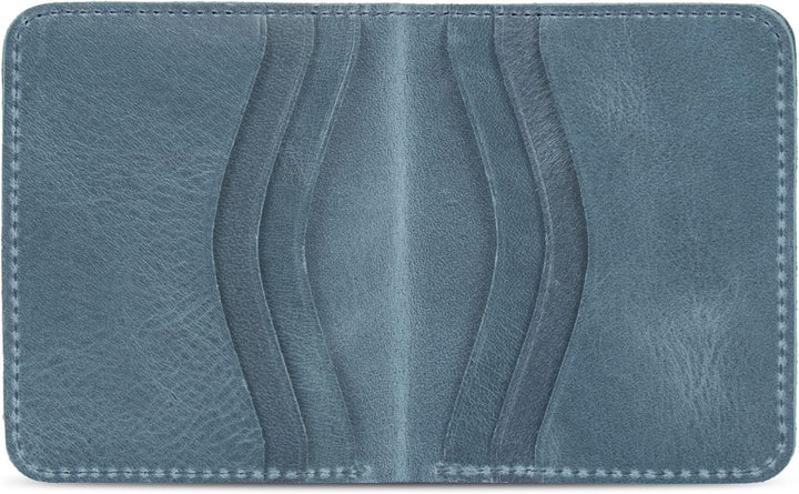 Otto Angelino Ultra Slim Bifold Card and Cash Wallet aus echtem Leder – Unisex Blau, Blau