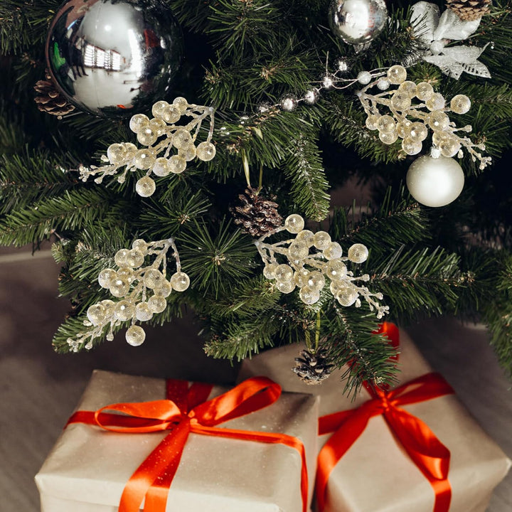VANZACK Künstliche Weihnachts-Beerenstiele Künstliche Schneeflocken-Beerenzweig-Arrangements Dekorat
