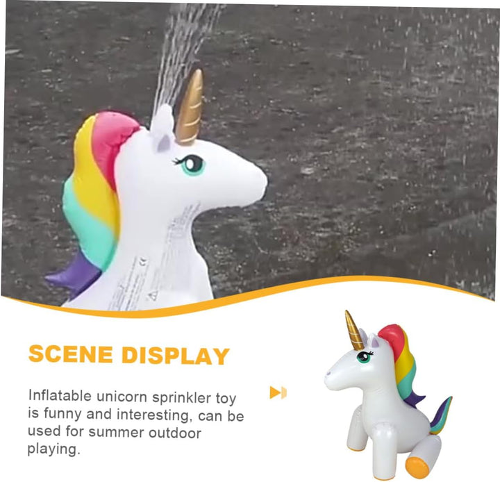 BESTonZON Aufblasbarer Einhorn Wassersprinkler für Outdoor Gartensprinkler Sommerspass Wasserspielze
