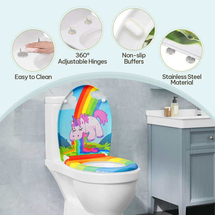 eSituro Toilettendeckel, WC Sitz mit Absenkautomatik, Klodeckel mit Schnellverschluss, 360° verstell