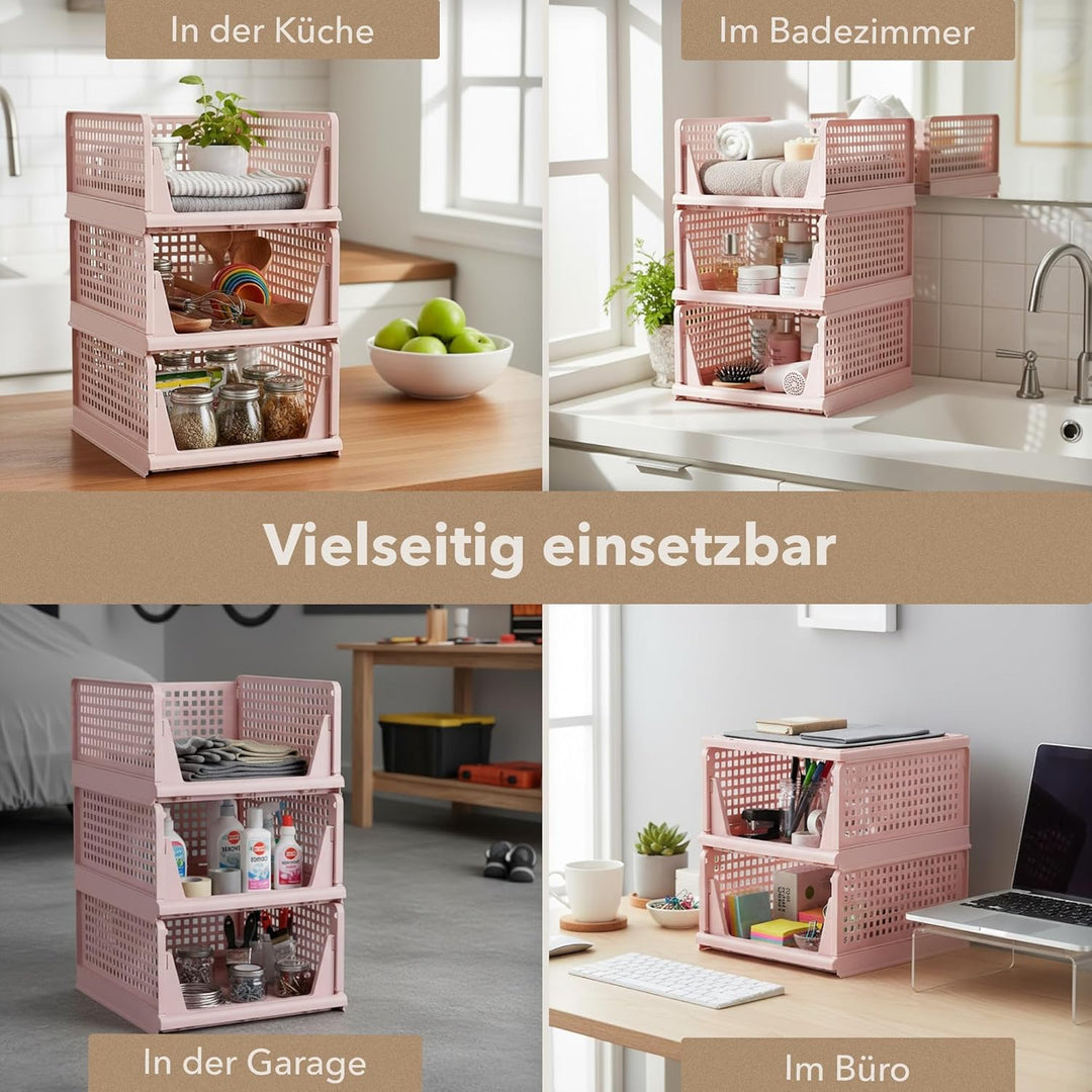 Schrank Organizer 3er Set (Faltbar & Stapelbar) – Kleiderschrank Organizer Boxen, platzsparende Aufb
