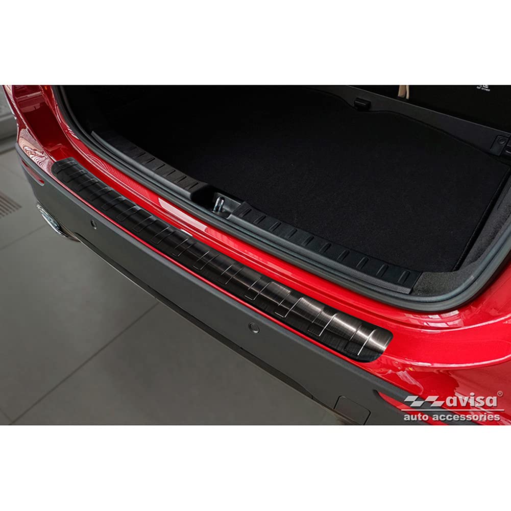 Avisa Schwarz Edelstahl Heckstossstangenschutz kompatibel mit Mercedes GLA-Klasse II H247 2020- 'Rib