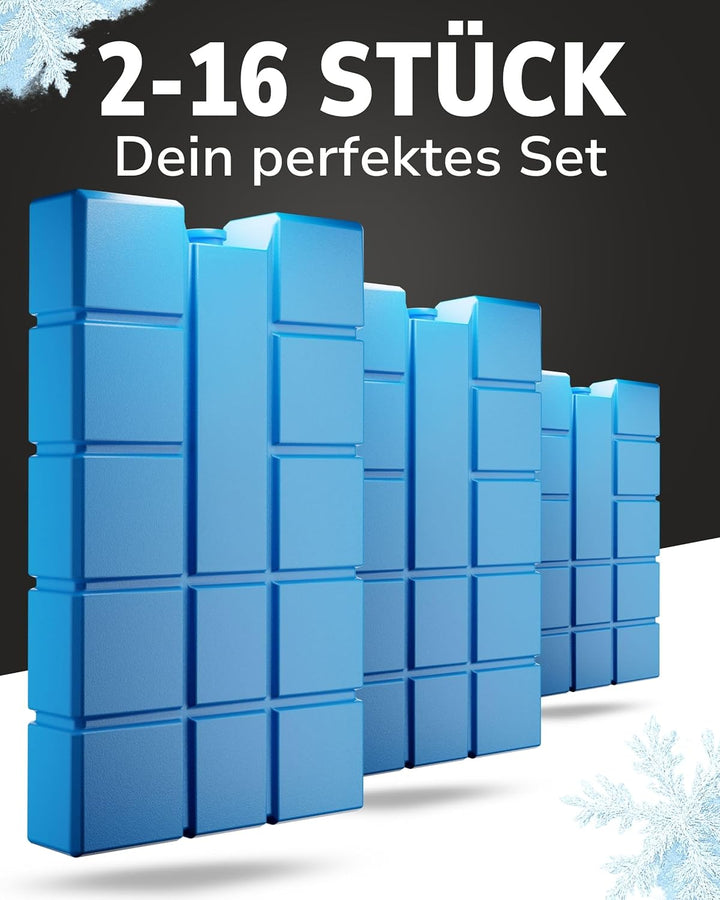 ToCi 2/4/6/8/12/16er Set Kühlakkus mit je 200ml | 2-16 Blaue Kühlelemente für die Kühltasche oder Kü