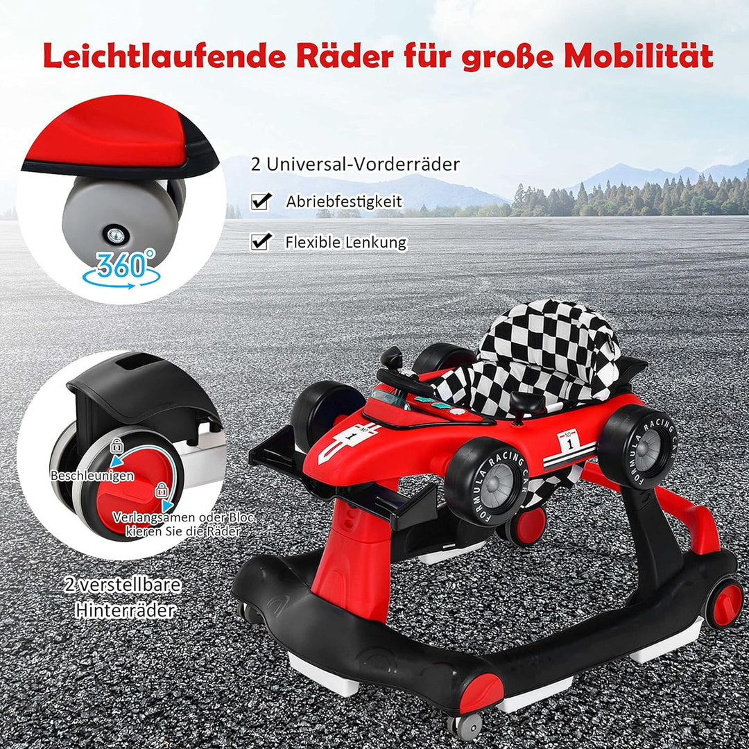 GOPLUS 4 in 1 Baby Lauflernhilfe, Lauflernwagen höhenverstellbar mit Licht &amp; Musik, Baby Walker Auto