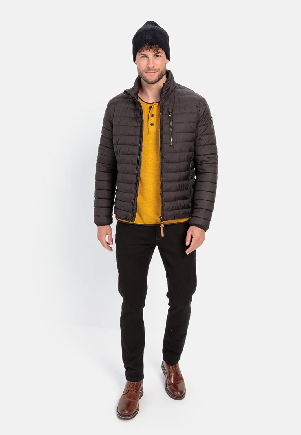 camel active Herren Leichte Steppjacke ohne Kapuze Blouson Schwarz 30, Blouson Schwarz 30