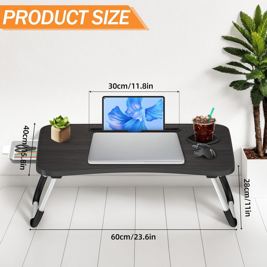Klappbarer Laptop-Schreibtisch 60x40cm – Leichter, Multifunktionaler Bett Schreibtisch mit Kartensch