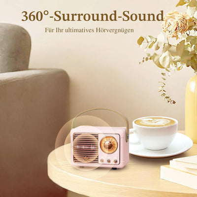 PRUNUS J-999 Mini Bluetooth Lautsprecher mit Radio FM, Retro Radio Bluetooth Speaker Wiederaufladbar