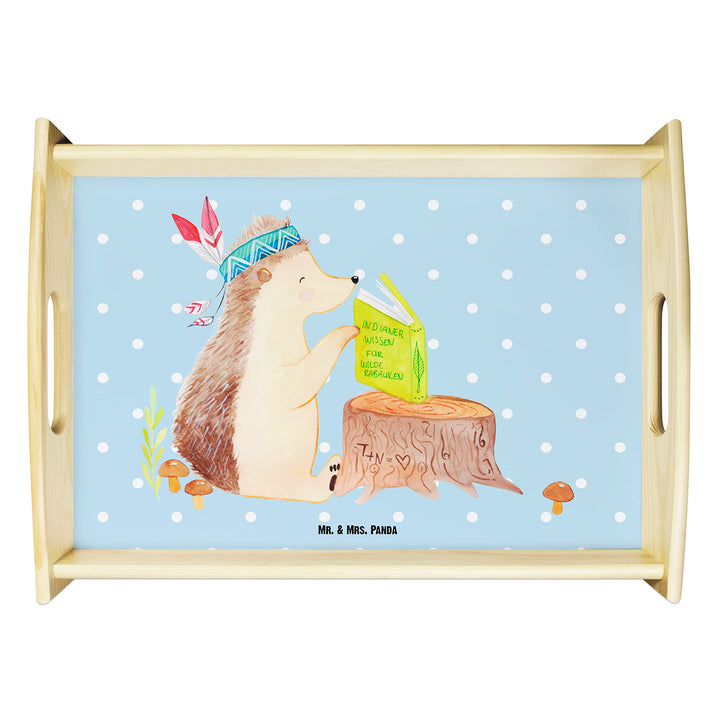 Mr. & Mrs. Panda Serviertablett Igel Indianer - Geschenk, Holztablett, Camping, Küchentablett, Tiere