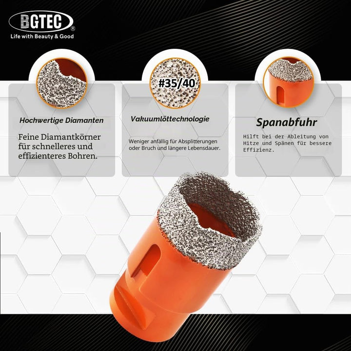 BGTEC Diamant Fliesenbohrer - 4 stücke 25/35/50/68MM Diamantbohrer Lochsäge mit M14 Gewinde für Flie