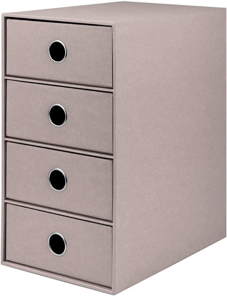 Rössler 1524452494 - S.O.H.O. 4er Schubladenbox für DIN A5, mit Griffloch, Taupe, 250 x 175 x 320 mm