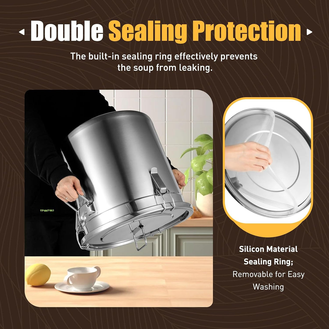buedmsk Edelstahl Getreidebehälter 6L/12L/21L/33L Edelstahl Aufbewahrungseimer mit Deckel und Griff,