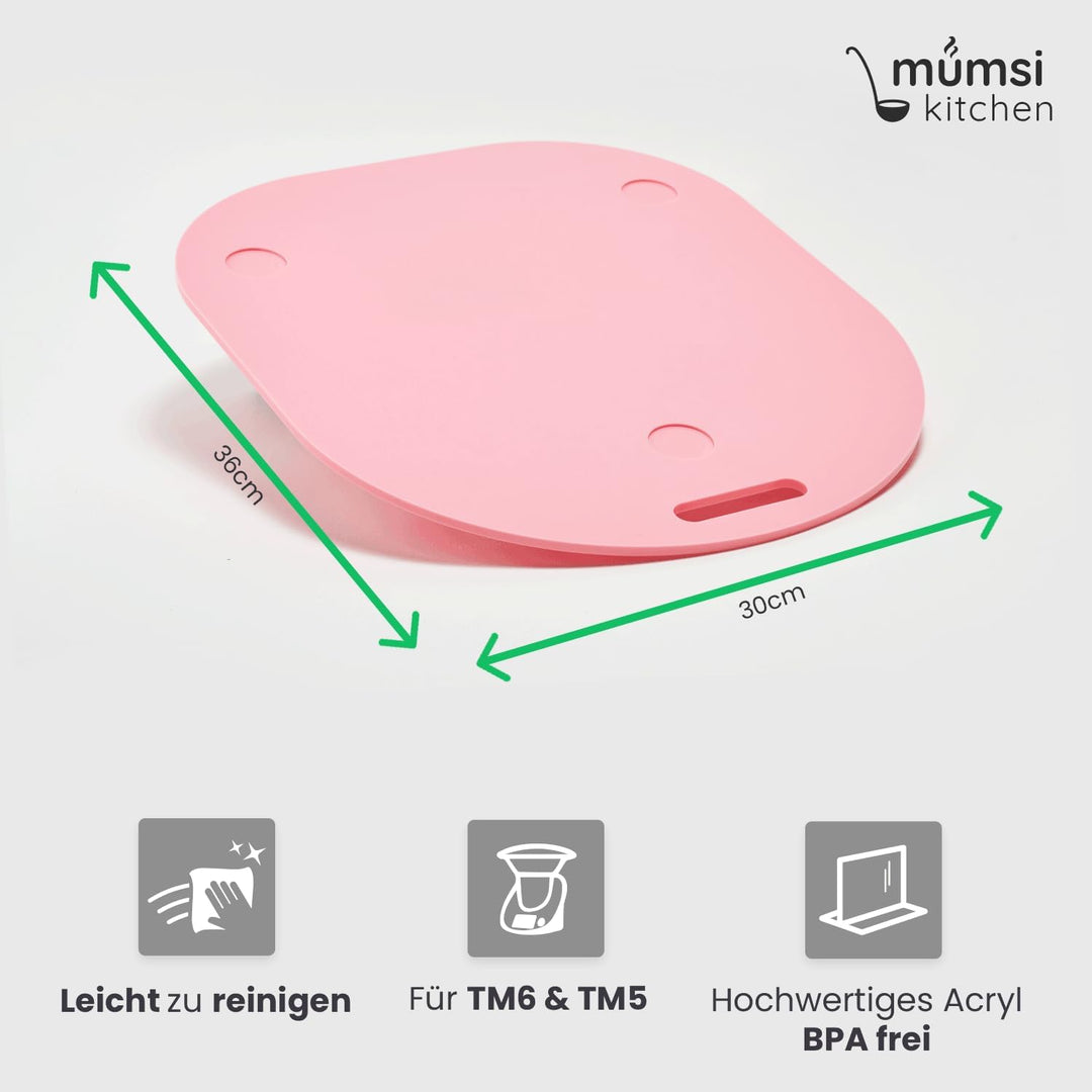 Gleitbrett für Thermomix TM6 & TM5 in rosa - Hochwertiger Gleiter aus Premium Acrylglas – Rollbrett