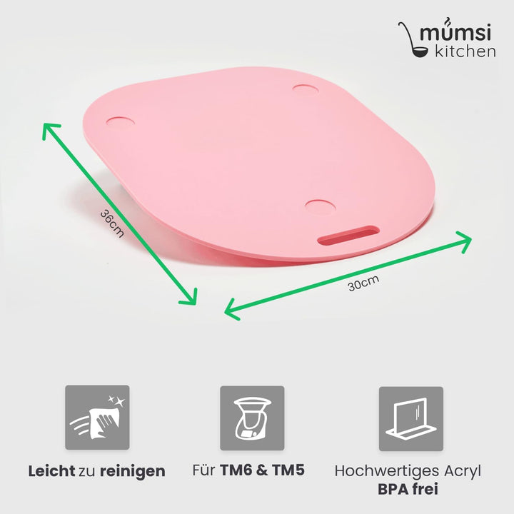 Gleitbrett für Thermomix TM6 & TM5 in rosa - Hochwertiger Gleiter aus Premium Acrylglas – Rollbrett