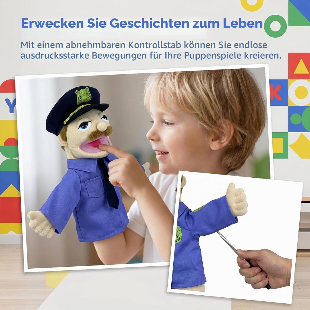 LOMTRATS Theater-Handpuppen für Kinder,inklusive Lehrer,Polizist,Bauer,Pirat,Detektiv usw.mit bewegl