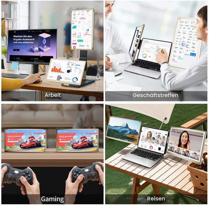 Laptop Screen Extender, Laptop Monitor Erweiterung, Triple Monitor, HDMI/USB-A/Type-C Plug &amp; Play Sc