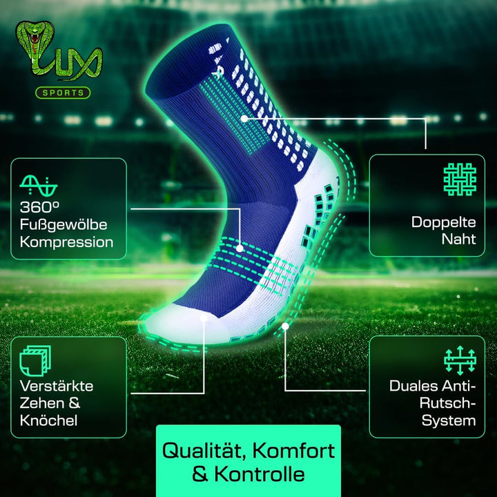 LUX Sports DualGrip Fussballsocken - Sportsocken mit Gumminoppen - Grip & Zehenverstärkung - Grip So
