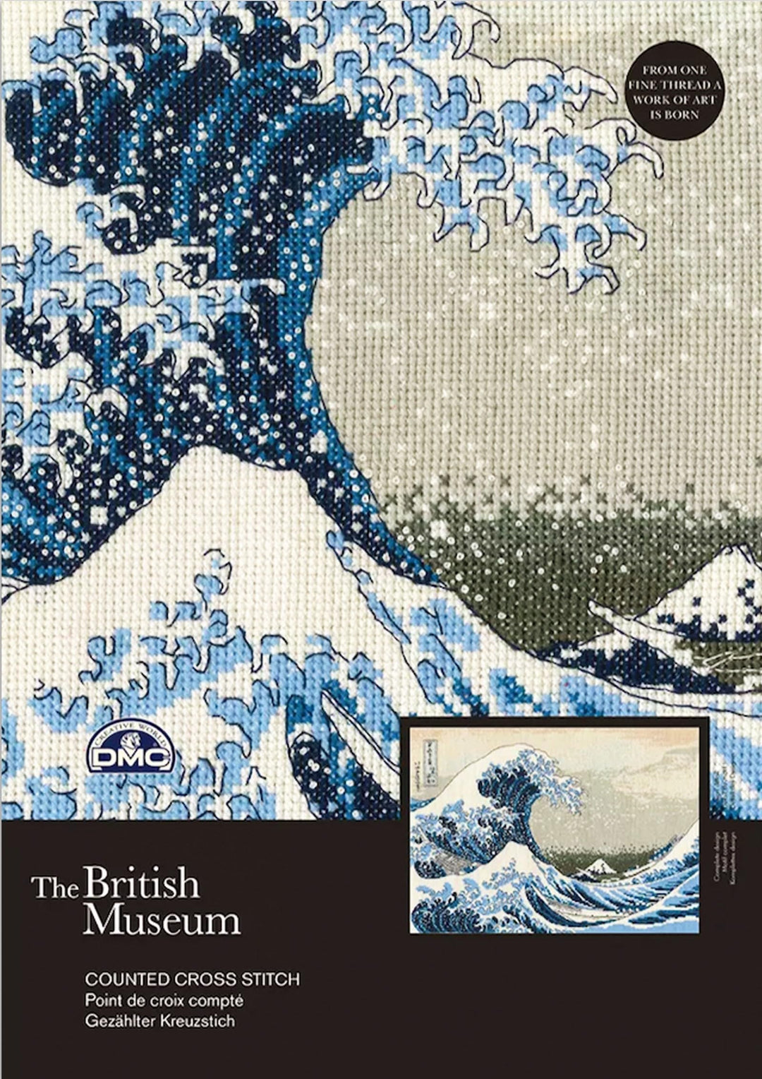 DMC Kit per Punto Croce British Museum The Great Wave, 100% Cotone, Multicolore, 15 x 1 x 15 cm