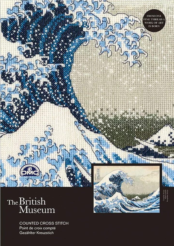 DMC Kit per Punto Croce British Museum The Great Wave, 100% Cotone, Multicolore, 15 x 1 x 15 cm
