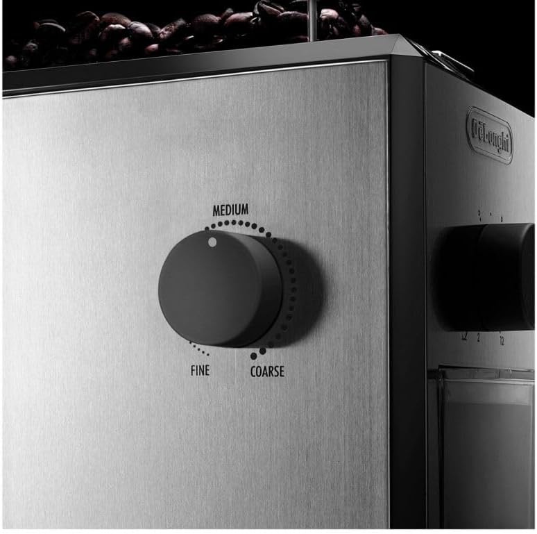 De'Longhi KG89 KG 89 Professionelle Kaffeemühle für bis zu 12 Tassen, Kunststoffgehäuse, silber, 110