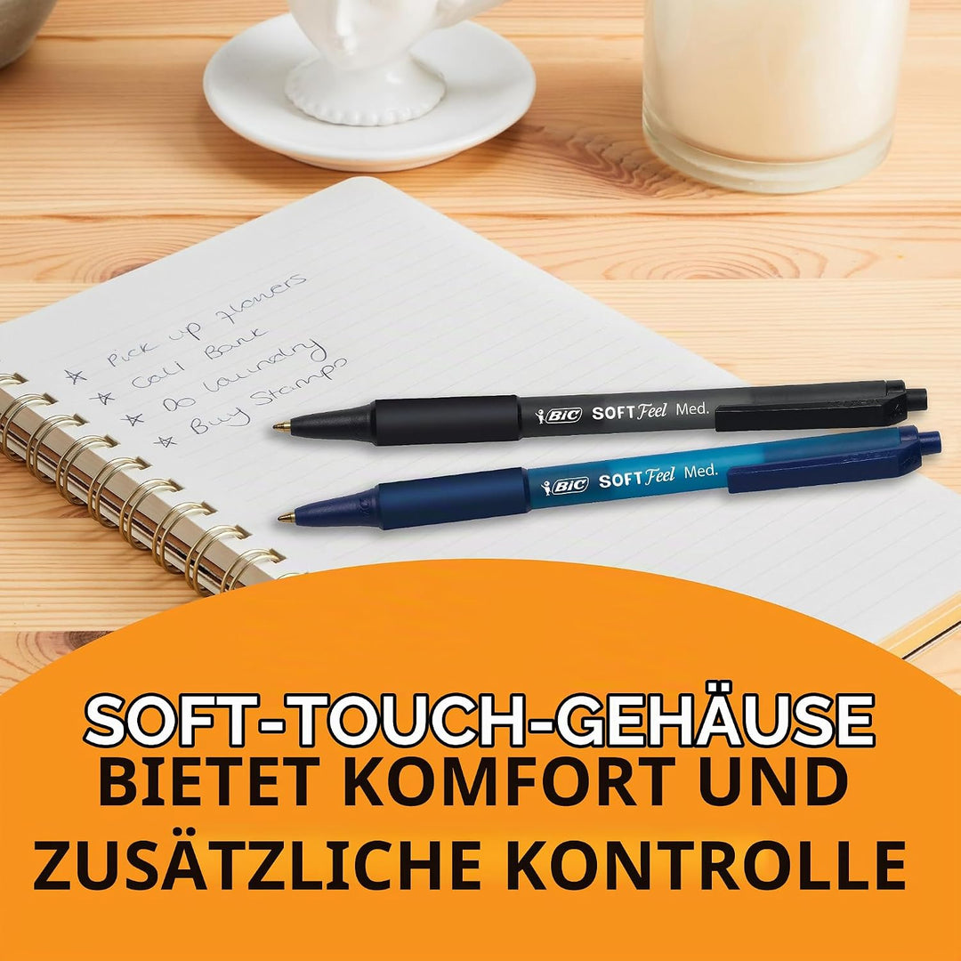 BIC 1mm Soft Feel Ballpoint Retractable Pen, Black/Blue, (BICSCSM361AST) by BIC New Edition Schwarz,