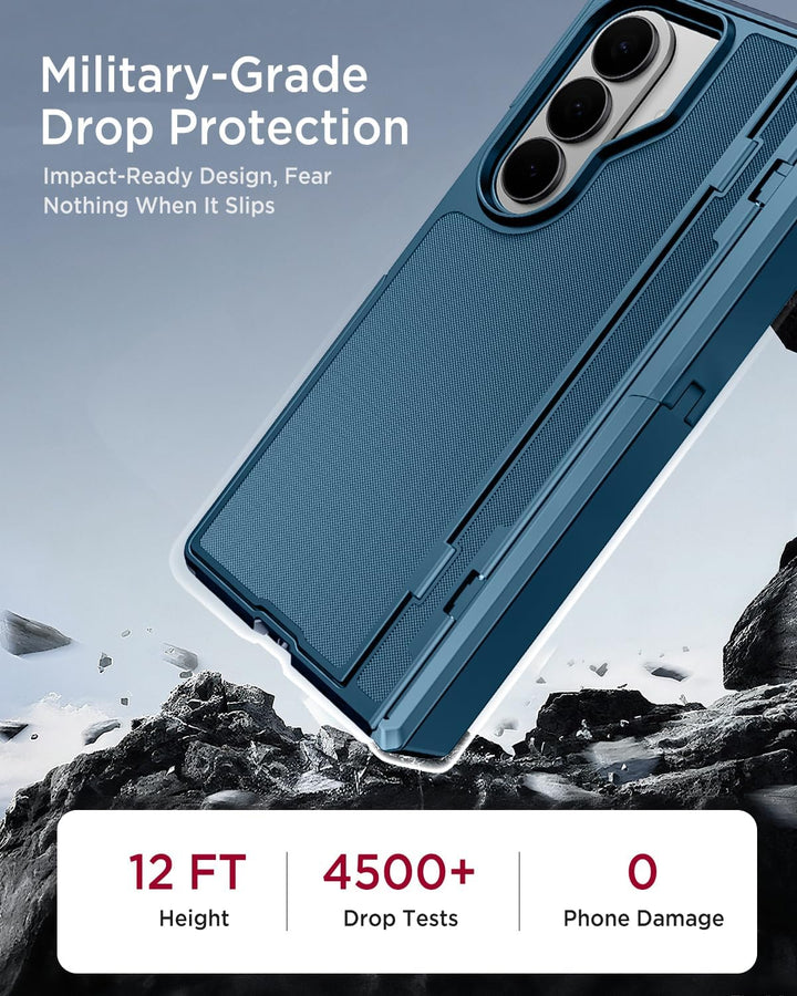 Miimall Kompatibel mit Samsung Galaxy Z Fold 7 Hülle mit Ständer, [Zwei Flexibel Stand] [Eingebauter