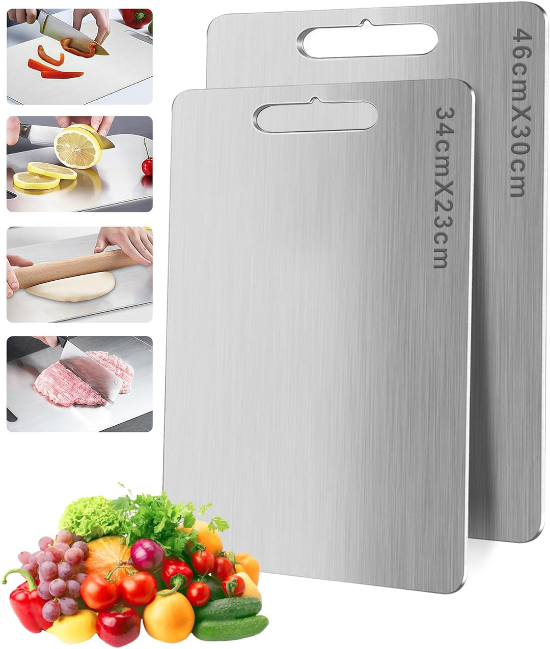 Titan Schneidebrett, S316 Schneidebrett Edelstahl, Titanium Cutting Board, Doppelseitiges Lebensmitt