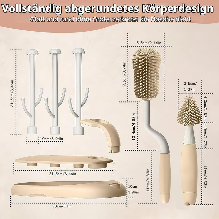 auvstar Trockenständer Babyflaschen,Abtropfgestell Flaschen Baby mit Flaschenbürste,Flaschentrockner