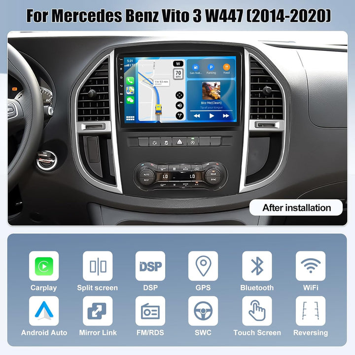 8Core 4G+64G CAMECHO Autoradio für Mercedes Benz Vito 3 W447 (2014-2020) mit Navi Carplay Android Au