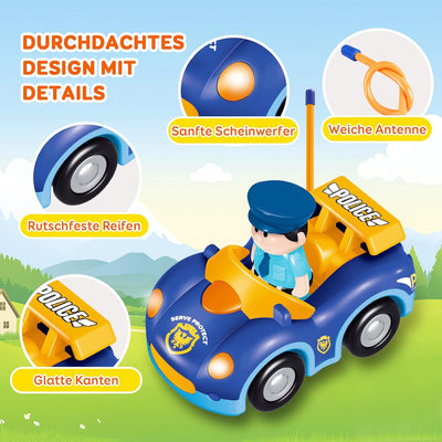 Pup Go Kleinkind RC Cartoon Polizeiauto mit Musik und Lichtern, 2 austauschbare Puppen, Erste Fernge